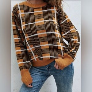 NWT Womens Thick Plaid Crewneck Sweater / Sz XL